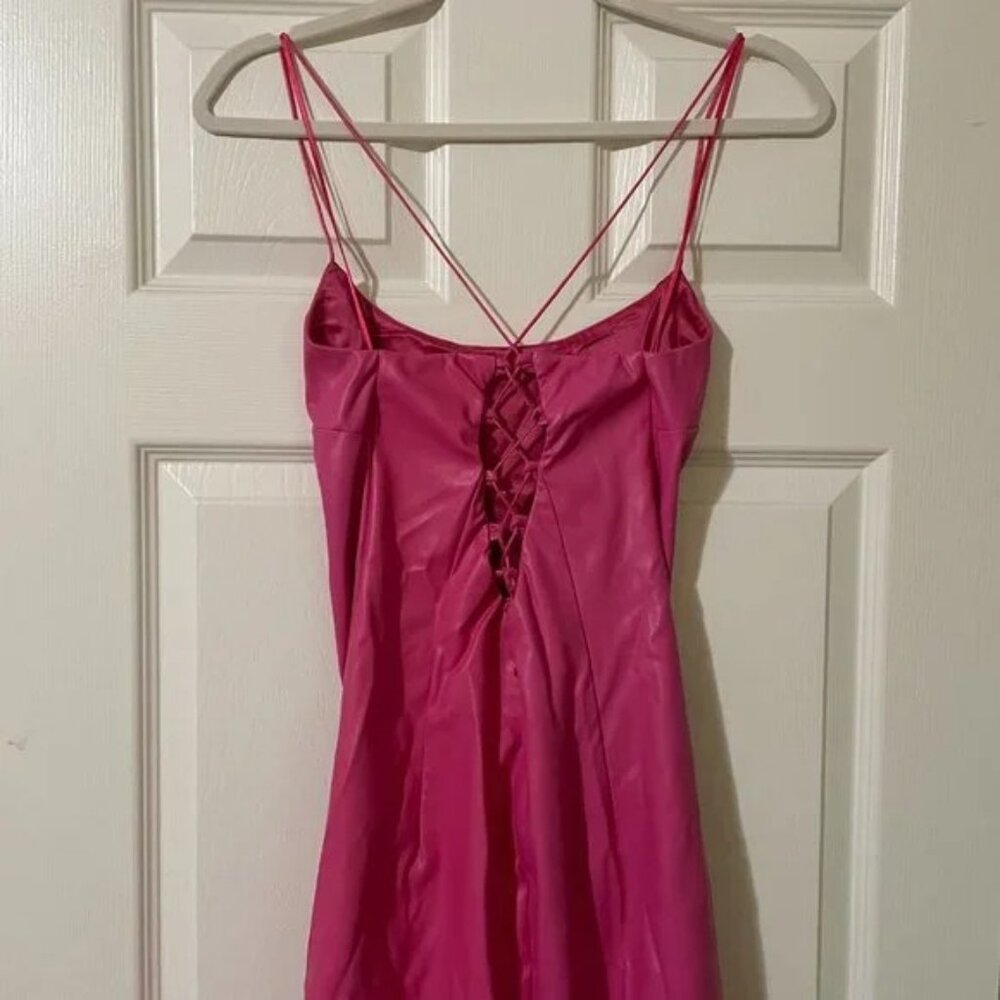 NEW Bardot Helena Faux Leather Midi Dress in Hot Pink 6 Medium - Picture 6 of 10